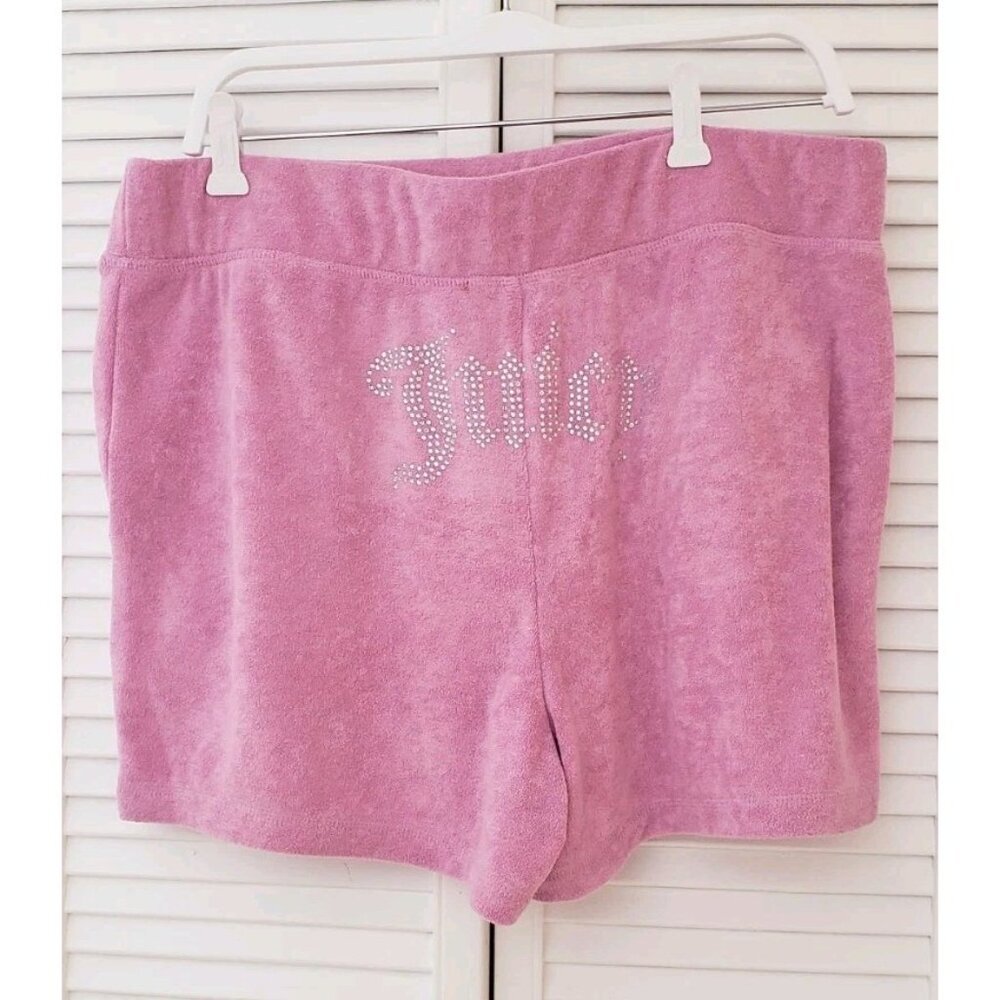 NWT JUICY COUTURE  BLING TOWEL TERRY SHORTIE SET DEWBERRY XLARGE - Picture 11 of 15